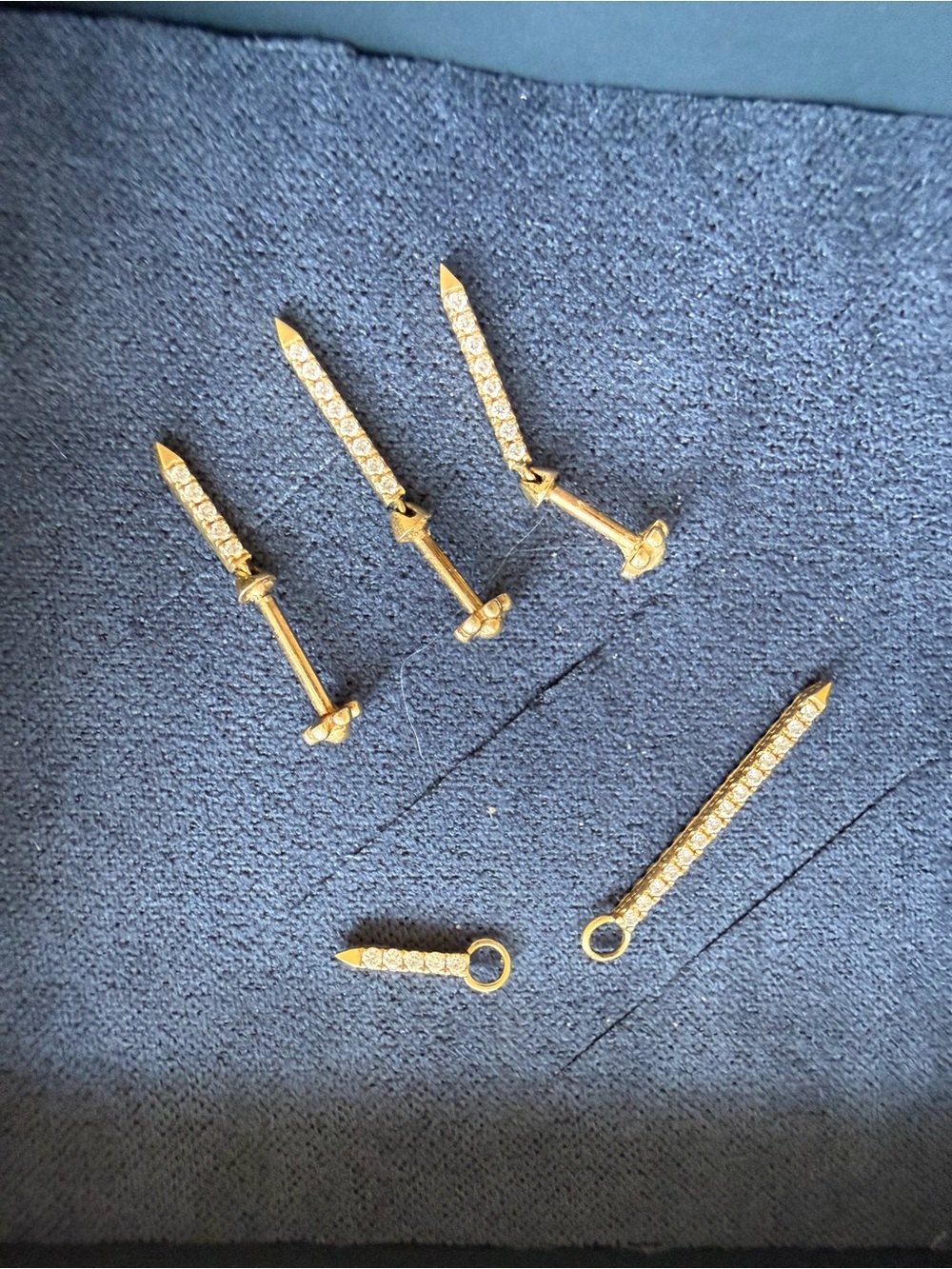 Maria Tash Gold Pavé Dagger Stud Earring 11mm yellow gold. ONE - Picture 4 of 4